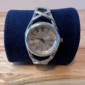 Anne Klein II 10/2178-5 Silver Tone Bangle Clasp Bracelet Quartz Watch Jewelry